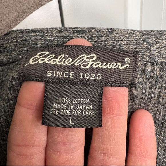 Eddie Bauer Men’s Size L 100% Cotton Vintage V-Neck Button-Up Sweater Vest - Picture 5 of 5